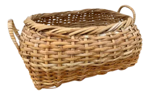 Natural Woven Bamboo Wicker Rattan Cachepot Basket With Handles