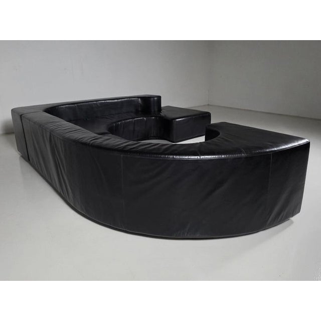 Lara Sofa in Black Leather by Pamio, Toso and Massari for Stilwood, Italy, 1970s, Set of 2 For Sale - Image 4 of 9