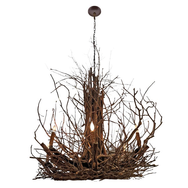 Late 20th Century Six-Arm Found Twig Chandelier For Sale - Image 4 of 10