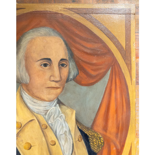 Early 20th Century Naive Folk Art Portrait Painting of General George Washington For Sale In New York - Image 6 of 11