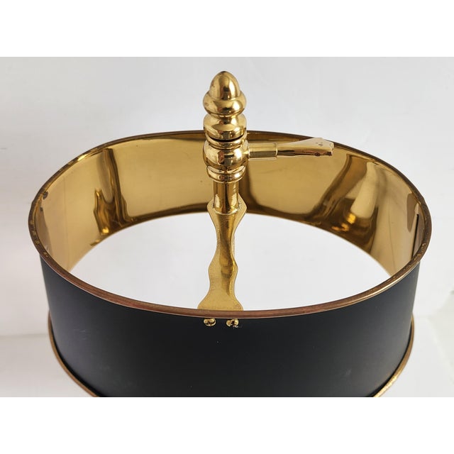 Vintage French Bouillote Brass & Tole Table Lamp For Sale - Image 12 of 16