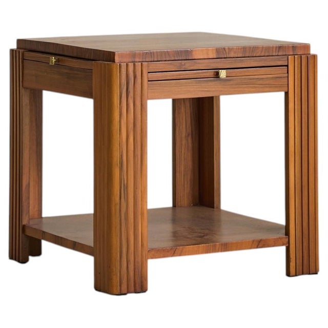 Italian Art Deco Walnut Coffee Table with Pull-Out Extensions, 1940s For Sale