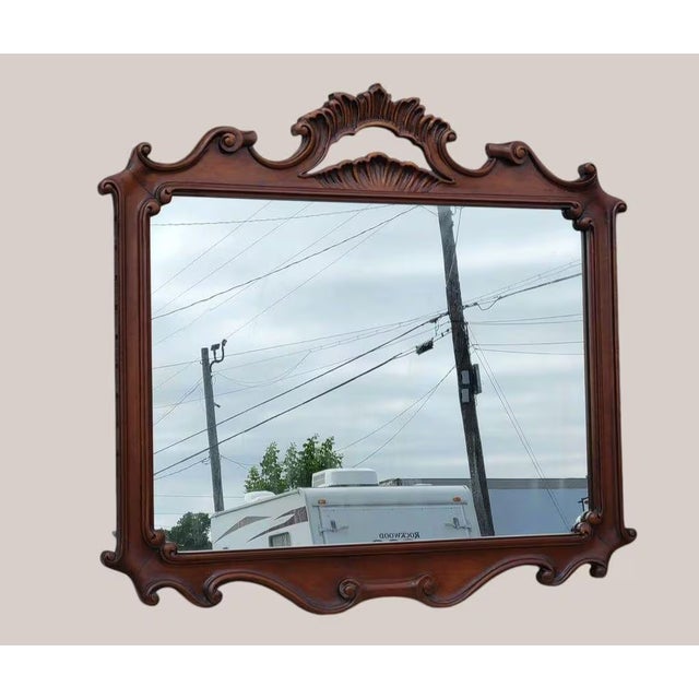 Wood 20th Century Italian Beechwood Carved Wall Mirror For Sale - Image 7 of 9