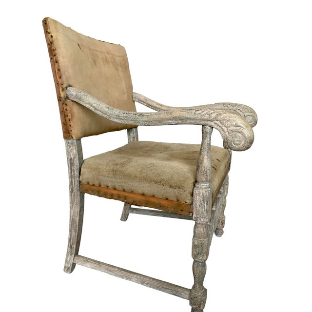 Antique Baroque Armchair in White For Sale - Image 4 of 6