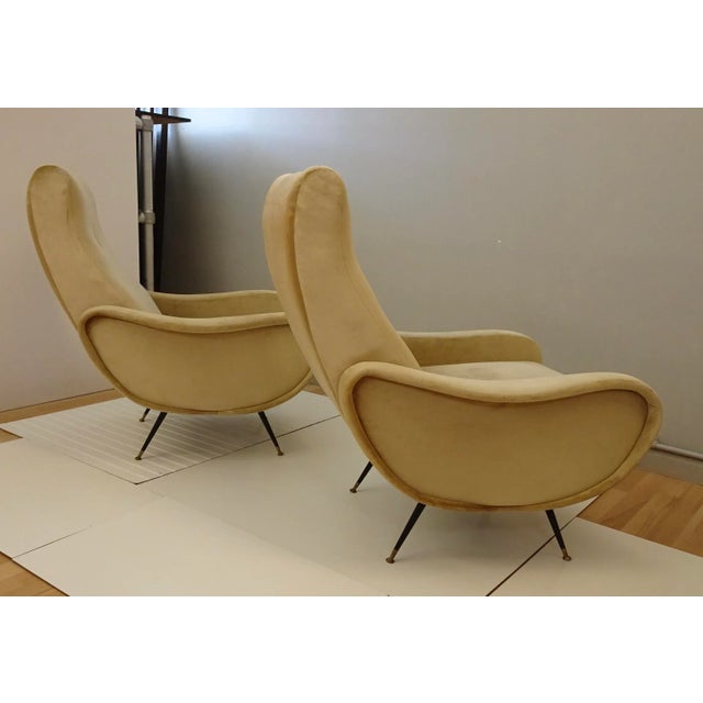 1960s 1960s Pair of Zanusso Lady Chairs Pair Gold Beige Velvet For Sale - Image 5 of 12