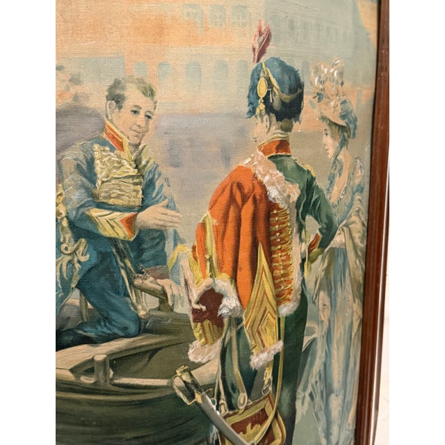 19th Century Napoleon III Style Three-Panel Painted Canvas Fireplace Screen For Sale - Image 11 of 15