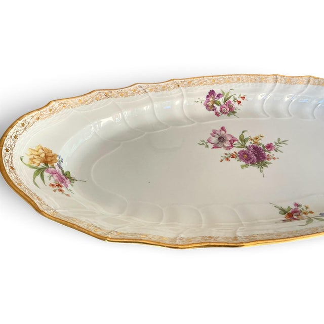 19th C. KPM Berlin Neuosier 25" Porcelain Floral Oval Serving Master Platter For Sale - Image 9 of 11
