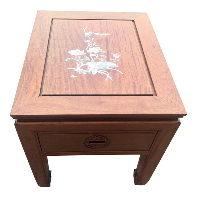 Vintage Side Table With Mother of Pearl Inlay For Sale