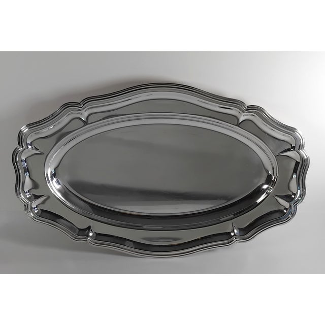 Mid-Century Modern Mid-Century French Christofle-Gallia Scalloped Silver-Plated Serving Platter (1940s-1950s) For Sale - Image 3 of 6