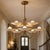 9 Light Brass Chandelier, Mid Century Modern Globe Light, Handmade Antique Brass Ceiling Fixture, Luxury Dining Room Lighting For Sale - Image 6 of 13
