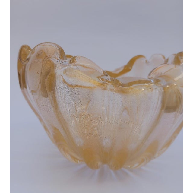Murano Glass Centerpiece Cup with Gold Leaf Design, 1990s For Sale - Image 6 of 13