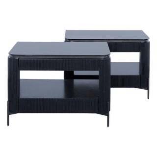 Universal Nina Magon Iris Nightstands in Ebony, a Pair For Sale