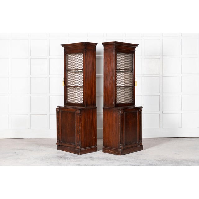19th Century English Mahogany Glazed Cabinets, Set of 2 For Sale - Image 9 of 18