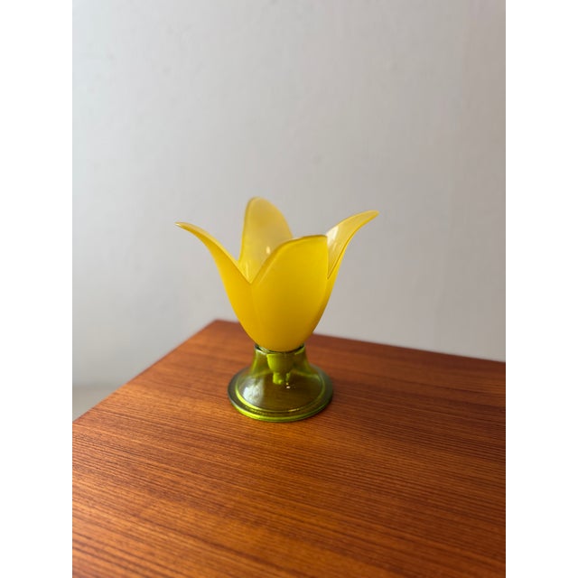 Vintage Glass Table Lamp in Yellow and Green Glass, 1980s For Sale - Image 6 of 12