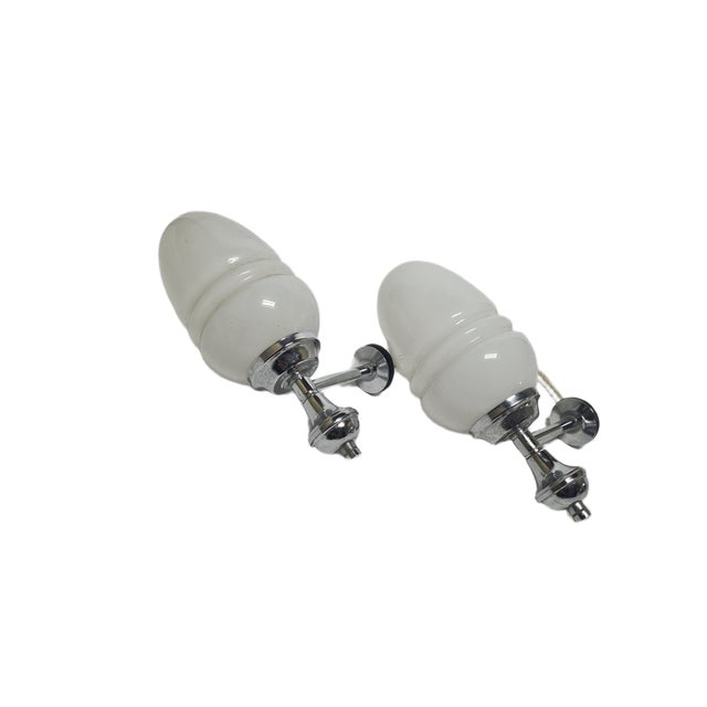 White Art Deco Style Sconces, Poland, 1970s, Set of 2 For Sale - Image 8 of 12