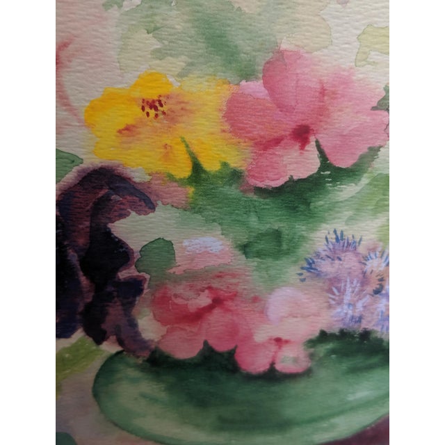 1970s Vintage Original Still Life Botanical Watercolor Signed For Sale - Image 5 of 9