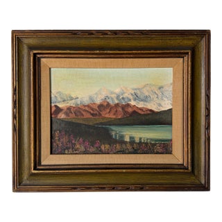 1970s Vintage P. Rimi “Mount McKinley” Landscape Oil on Canvas Painting, Wood Framed For Sale