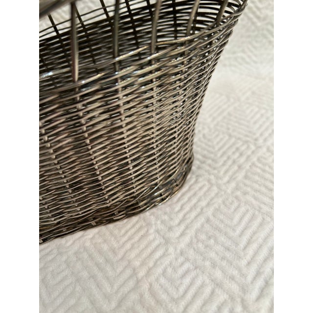 Metal Late 20th Century Woven Silverplate Wine Bottle Caddy For Sale - Image 7 of 8