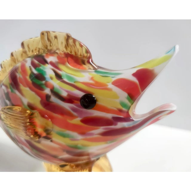 Vintage Multicolored Murano Glass Fish Figurine attributed to Fratelli Toso, 1950s For Sale - Image 9 of 13