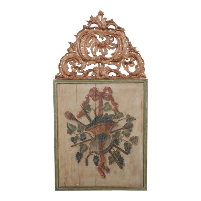 Antique Continental Giltwood & Polychrome Decorated Trophy Panel For Sale
