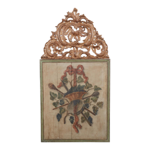 Antique Continental Giltwood & Polychrome Decorated Trophy Panel