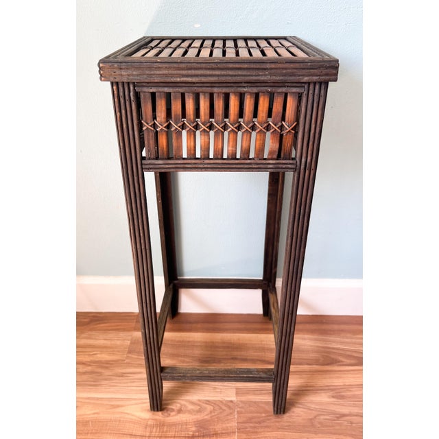 Mid 20th Century Mid-20th C. Asian Bamboo Pedestal Plant Stand – Chinoiserie / British Colonial For Sale - Image 5 of 9