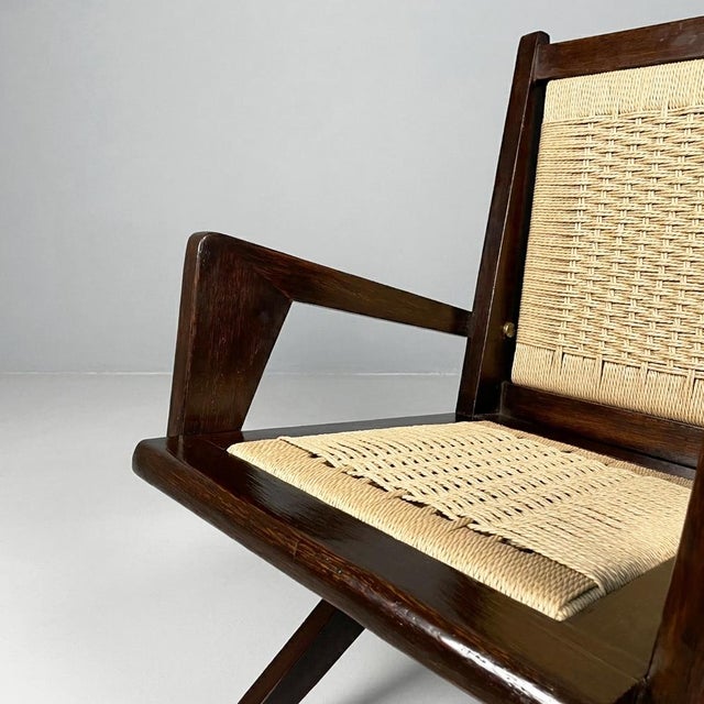 Mid-Century Modern Italian Wood and Straw Armchairs, 1940s, Set of 2 For Sale - Image 6 of 18