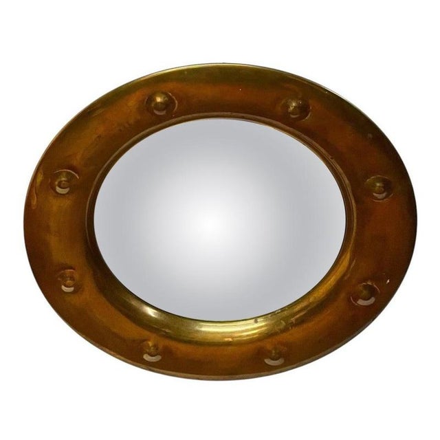 Mid-Century English Brass Convex Maritime Porthole Mirror, 1950s For Sale - Image 6 of 6