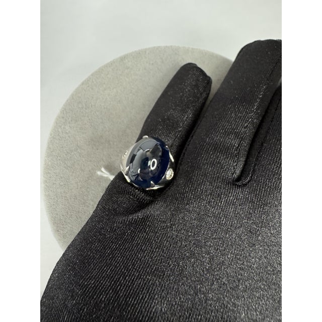 21.57 CTW Thai Sapphire & Diamond 14k White Gold Ring, Size 7 For Sale - Image 9 of 11