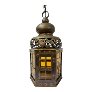 Pierced Moroccan Brass Lantern Style Chandelier