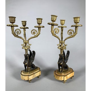 Pair of Gilt Bronze Sphinx Candelabra, Early 19th Century, Restoration Period For Sale