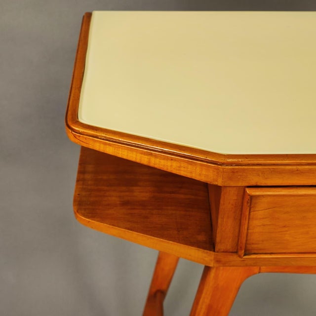 Italian Console Table with Cream Glass Top, 1950s For Sale - Image 3 of 8