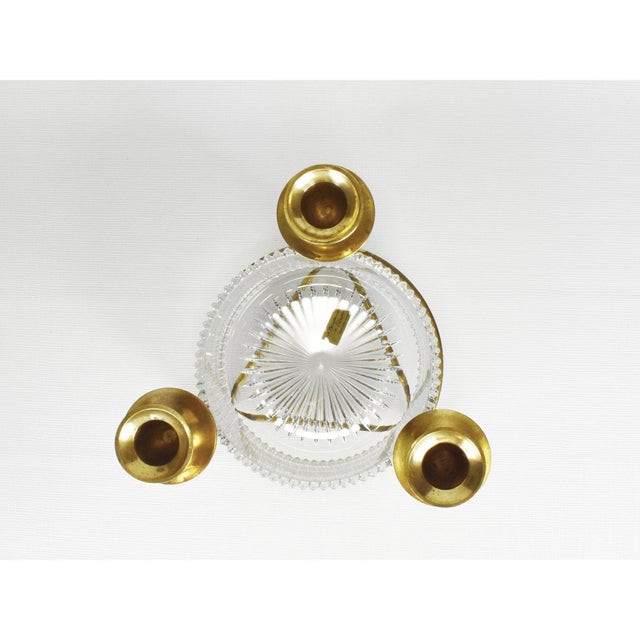 Teleflora Vintage Teleflora Brass Trio Candle Holder With Bowl Centerpiece For Sale - Image 4 of 5