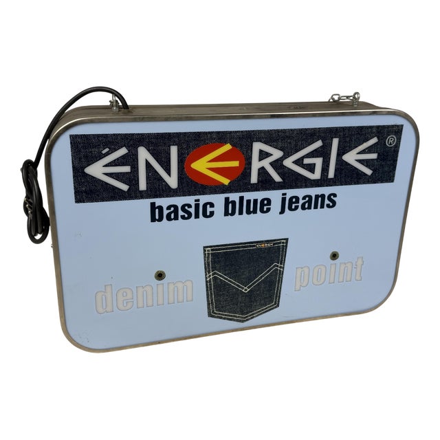 Energie Blue Jeans Illuminated Sign, 1980s For Sale