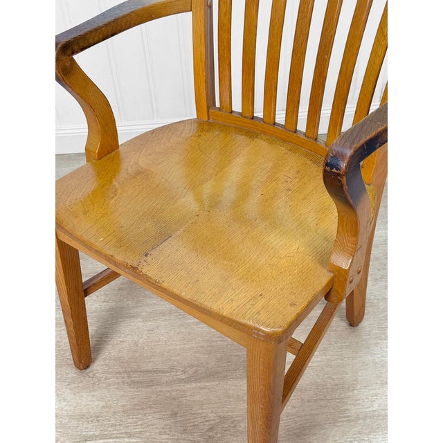 Antique Quartersawn Oak Library Bankers Desk Arm Chair For Sale - Image 9 of 10