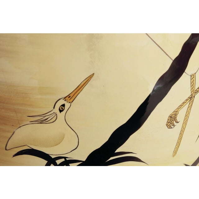 Ceramic Japanese Hand Painted Heron Ceramic Table Lamp For Sale - Image 7 of 8