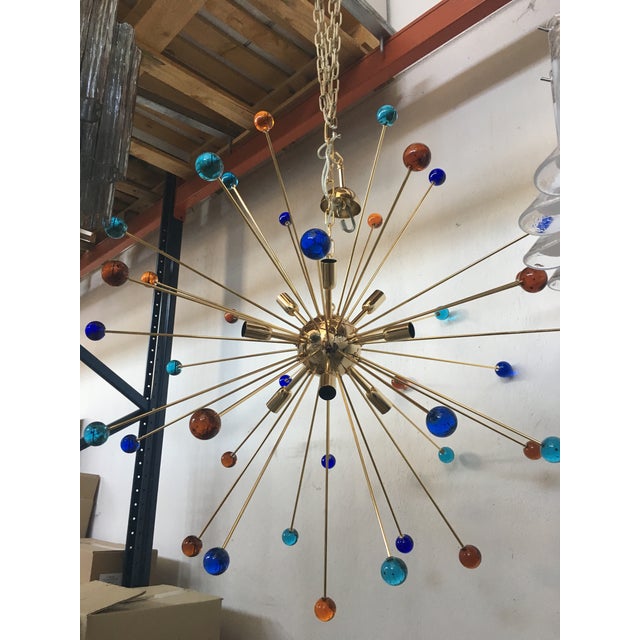 Italian Multicolored “Star” Murano Glass Sputnik Chandelier For Sale - Image 6 of 11