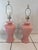 Gemstone Pair of Vintage Blush Pink Ceramic Diamond Pattern Table Lamps With Three Settings/No Shades For Sale - Image 7 of 11