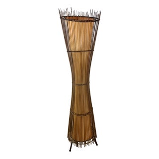 Kobe Floor Lamp in Metal and Rattan, 1990s For Sale