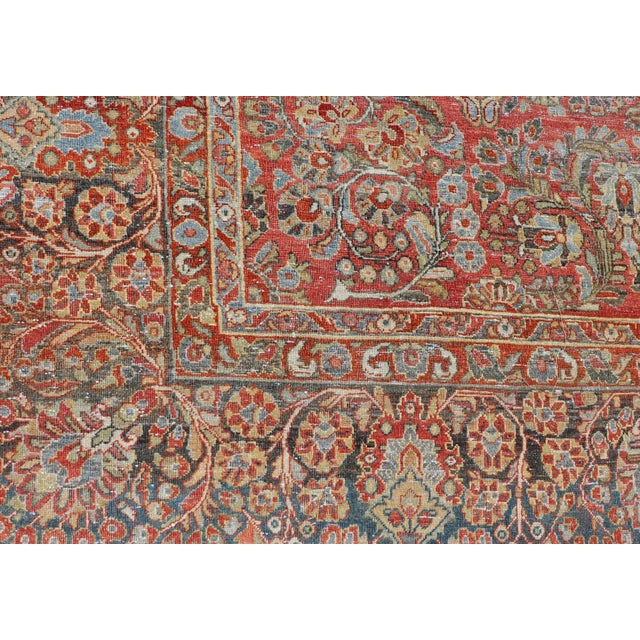 Early 20th Century Antique Persian Sarouk With All-Over Floral Design on a Light Red Field For Sale - Image 10 of 13