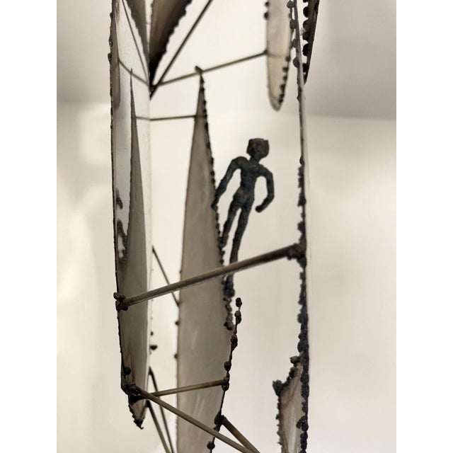 1970s Ron Isaacson MCM Metal Wall Sculpture Mirror 2/77 For Sale In Chicago - Image 6 of 11