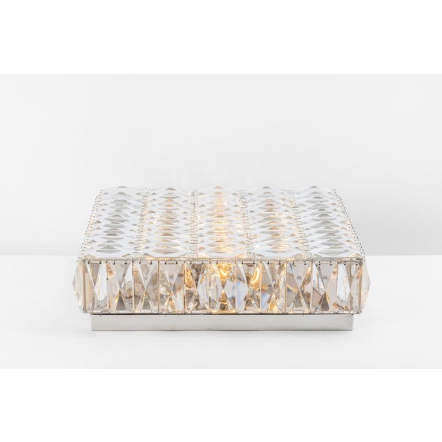 Gold Large Faceted Crystal Flush Mount in the Style of Kinkeldey, Germany, 1960s For Sale - Image 8 of 14