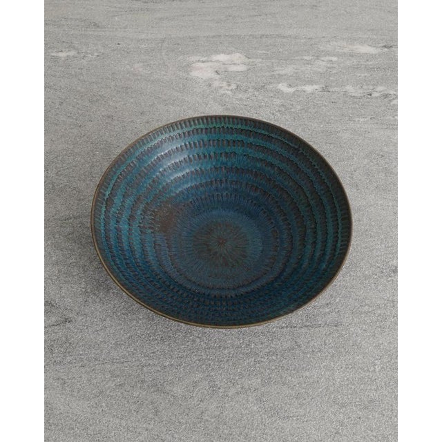 Swedish Mid-Century Blue Decorative Ceramic Bowl by Stig Lindberg, 1960s For Sale - Image 4 of 7