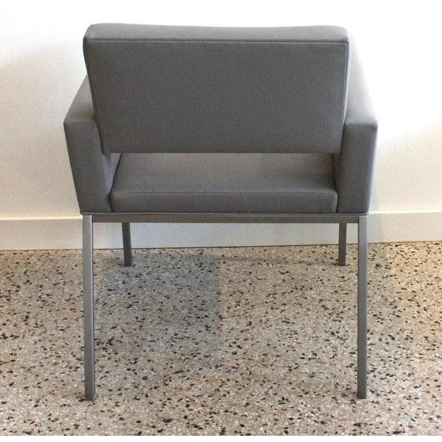 Late 20th Century 1980s-90s Brueton Gray Leather Arm Chairs - Set of 6 For Sale - Image 5 of 13