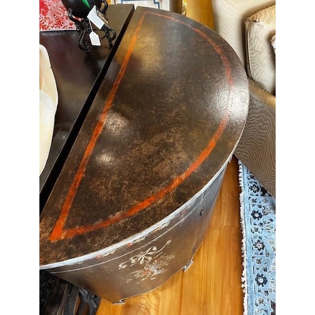 Hekman Furniture Hand Painted Demilune For Sale - Image 4 of 4