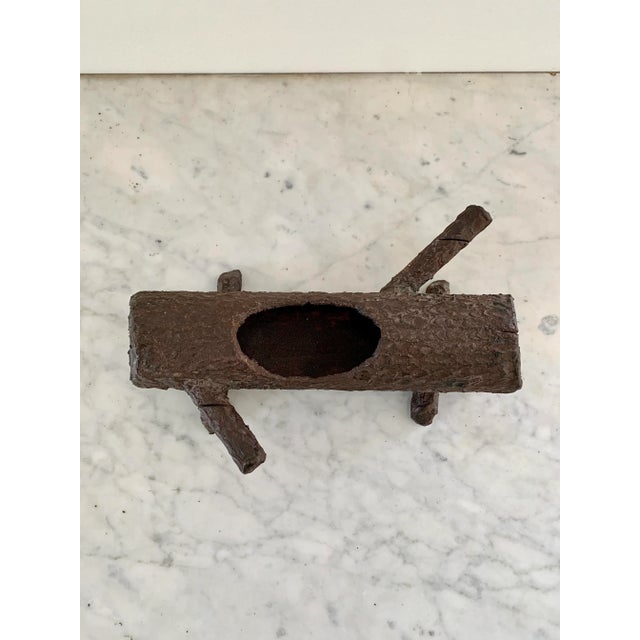 Mid-Century Cast Iron Faux Bois Log Planter For Sale - Image 9 of 14