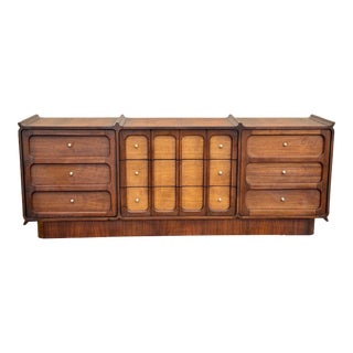 1960s Mid Century Walnut Buffet Credenza For Sale
