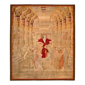 19th Century English Needlepoint Pictorial Tapestry, with the Queen of Sheba