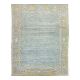Room Size Modern Sultanabad Designed Wool Rug in Blue by Apadana For Sale