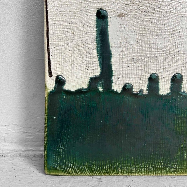 Boho Chic Taisho Oribe-Ware Toban Ceramic Tea Ceremony Tile, Japan, 1920s For Sale - Image 3 of 15